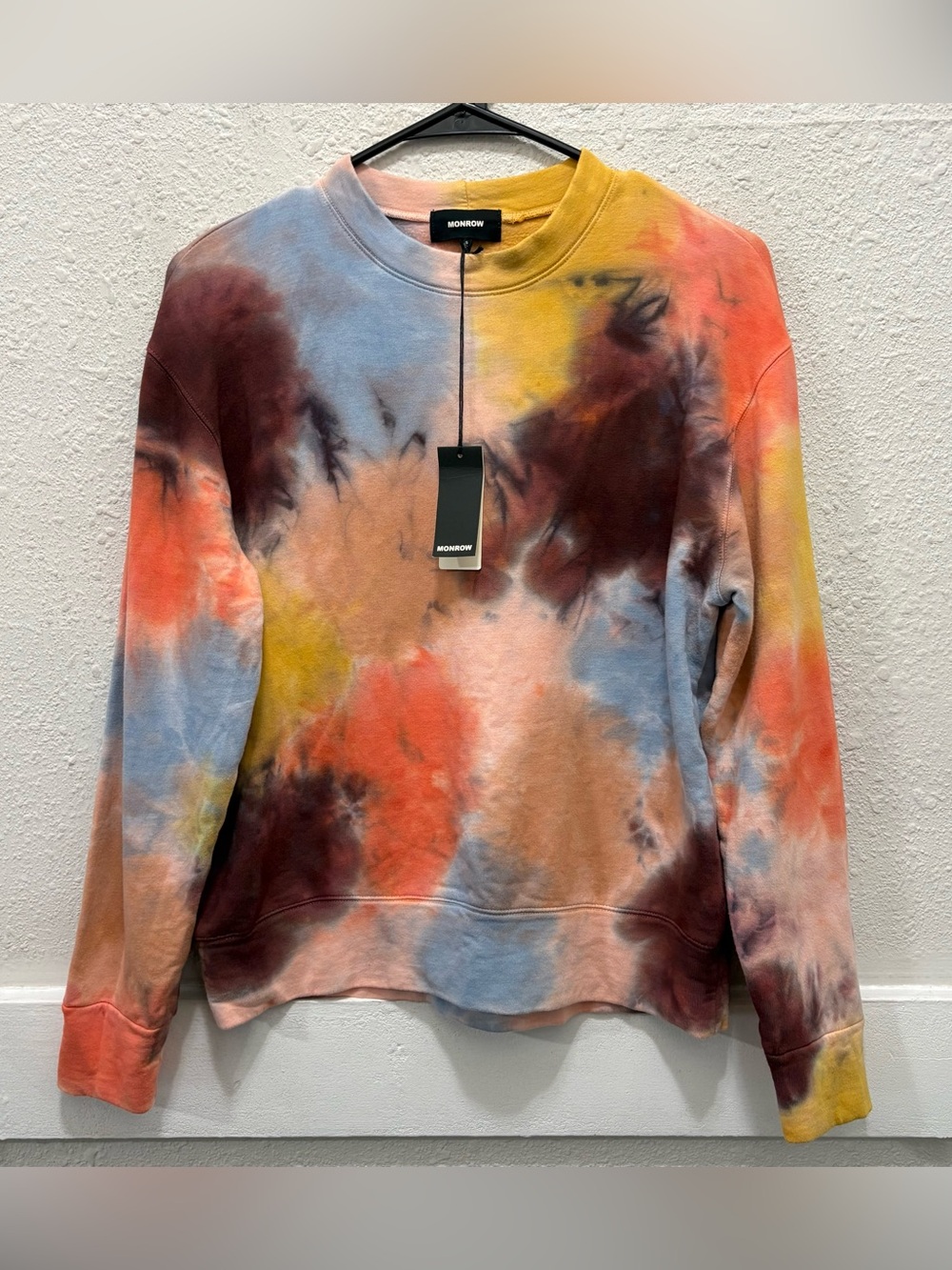 MONROW Coral Reef Tie-Dye Pullover Sweatshirt NWT XS